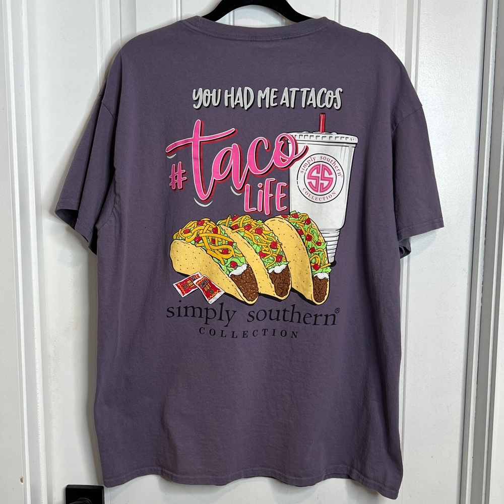 Simply Southern Purple You Had Me At Tacos #Taco Life Tee.‎ Size XL.